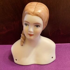 Vintage “Leah Jr” 1962 hand-painted porcelain doll head signed by Grace Herold